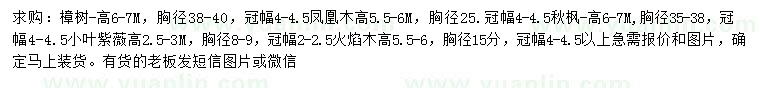 求購樟樹、鳳凰木、秋楓等