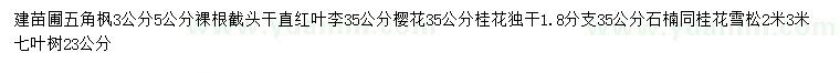 求購五角楓、紅葉李、櫻花等