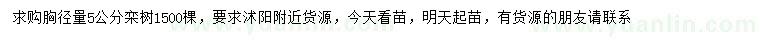 求購胸徑量5公分欒樹