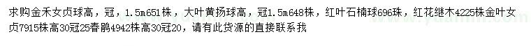 求購金禾女貞球、大葉黃楊球、紅葉石楠球等