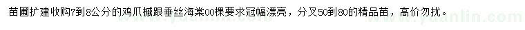 求購7-8公分雞爪槭、垂絲海棠