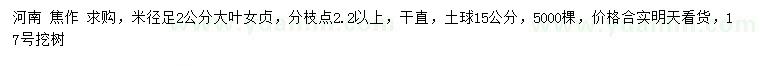 求購(gòu)米徑足2公分大葉女貞