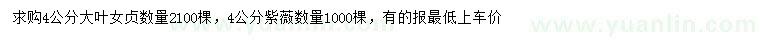 求購(gòu)4公分大葉女貞、紫薇