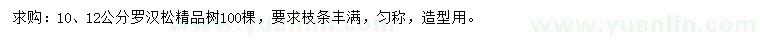 求購10、12公分羅漢松