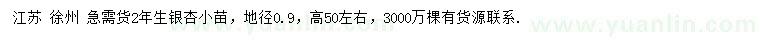 求購地徑0.9公分銀杏小苗