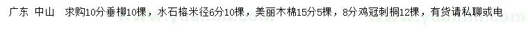 求購垂柳、水石榕、美麗木棉