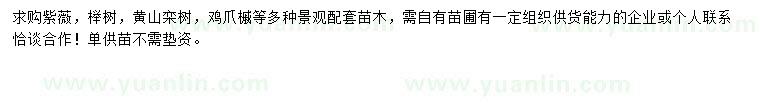 求購紫薇、櫸樹、黃山欒樹等