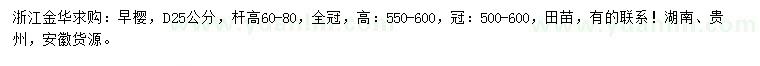 求購(gòu)地徑25公分早櫻