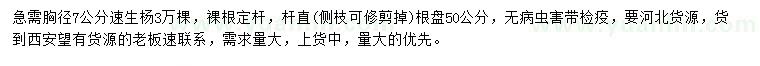 求購胸徑7公分速生楊