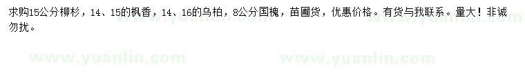 求購(gòu)柳杉、楓香、烏桕等