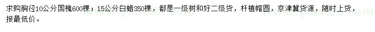 求購胸徑10公分國槐、15公分白蠟