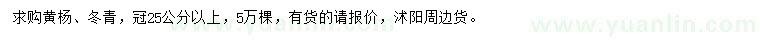求購冠幅25公分黃楊、冬青