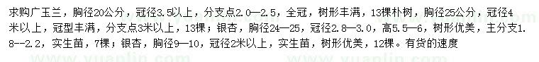 求購(gòu)廣玉蘭、樸樹(shù)、銀杏等