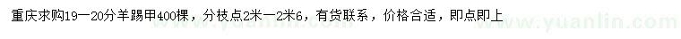 求購(gòu)19-20公分羊踢甲