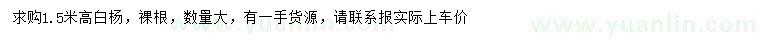 求購高1.5米白楊