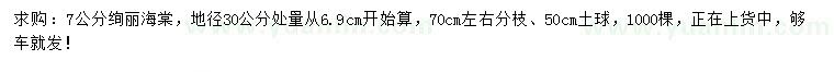 求購地徑30公分處量7公分絢麗海棠