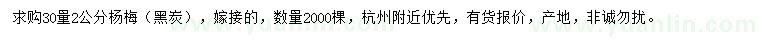 求購30量2公分楊梅
