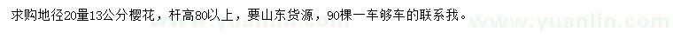 求購地徑20量13公分櫻花