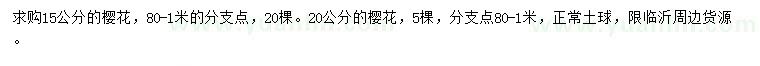 求購(gòu)15、20公分櫻花