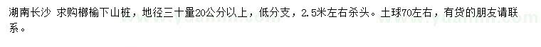 求購地徑30量20公分以上榔榆下山樁
