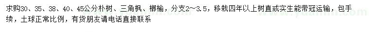 求購樸樹、三角梅、榔榆