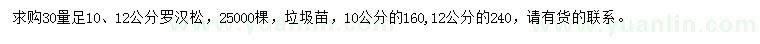 求購(gòu)30量足10、12公分羅漢松