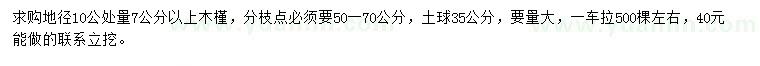 求購(gòu)地徑10公處量7公分以上木槿