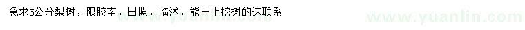 求購5公分梨樹