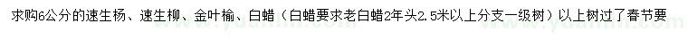 求購速生楊、速生柳、金葉榆等