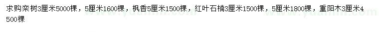 求購(gòu)欒樹、楓香、紅葉石楠等