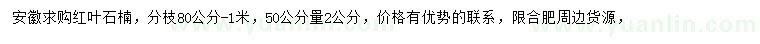 求購(gòu)50公分量2公分紅葉石楠