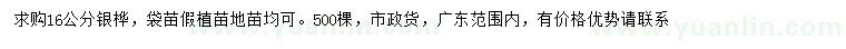 求購16公分銀樺