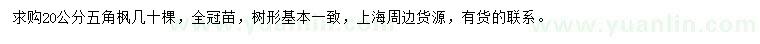 求購20公分五角楓