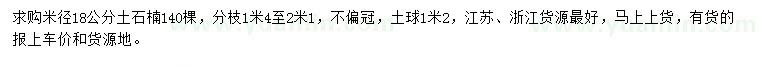 求購米徑18公分土石楠