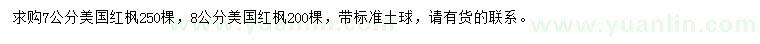 求購7、8公分美國紅楓