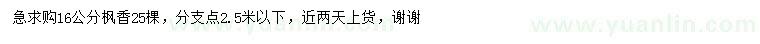 求購16公分楓香