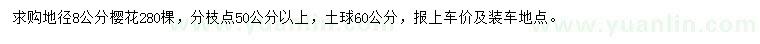 求購(gòu)地徑8公分櫻花