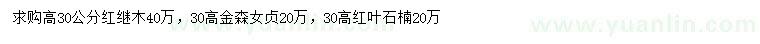求購(gòu)紅繼木、金森女貞、紅葉石楠