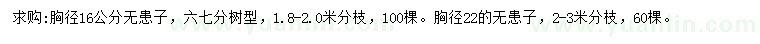 求購(gòu)胸徑16、22公分無(wú)患子