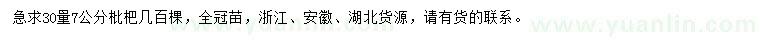 求購30量7公分枇杷