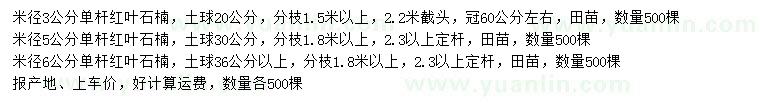 求購(gòu)米徑3、5、6公分單桿紅葉石楠