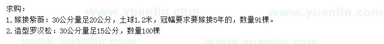 求購30公分量足20公分嫁接紫薇、30公分量足15公分造型羅漢松