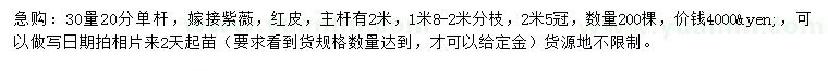 求購(gòu)30量20分單桿嫁接紫薇