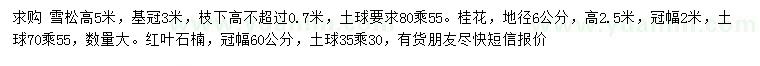 求購雪松、桂花、紅葉石楠 