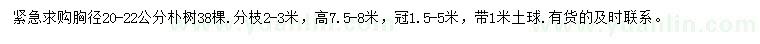 求購(gòu)胸徑20-22公分樸樹