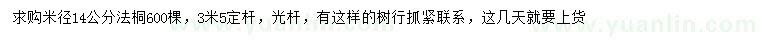求購米徑14公分法桐