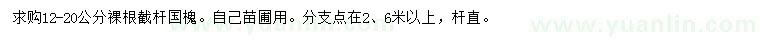 求購(gòu)12-20公分國(guó)槐