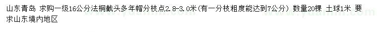 求購16公分法桐