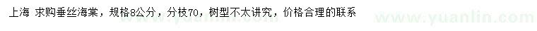 求購8公分垂絲海棠