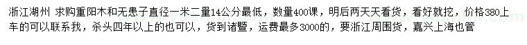 求購直徑1.2米量14公分重陽木、無患子